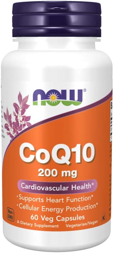 NOW Supplements CoQ10 (Coenzyme Q10) 200 mg Cardiovascular Health* 60 Veg Capsules &amp Supplements Super Enzymes Formulated with Bromelain Ox Bile Pancreatin and Papain180 Capsules