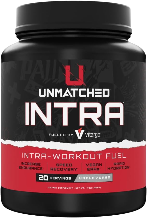 Unmatched Intra Workout Powder | Carbohydrate Electrolyte L-Glutamine &amp Vegan EAA Mix | for Hydration &amp Endurance | Natural Flavors &amp Sweeteners | 20 Servings (Unflavored)