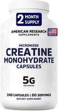 Creatine Monohydrate Capsules 5G | 60 Servings | Vegan | 4 Caps per Serving | Micronized Creatine Pills 5000mg | 240 Capsules | Creatine Pills For Men &amp Women | 2 Months Supply | Made Without Fill