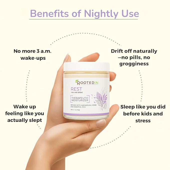 Rooted in Rest Magnesium Lotion for Sleep – Science Backed Sleep Aid – 2X More Magnesium Chloride – Fast Effective Relaxation with Lavender Passion Flower &amp Chamomile - Made in USA – 4 oz