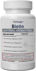 Superior Labs – Best Natural Biotin NonGMO Supplement – for Luscious Longer Hair and Lashes – Stronger Nails – Healthy Skin – Energy Booster – Healthy Weight - 5000 mcg 120 Vegetable Caps