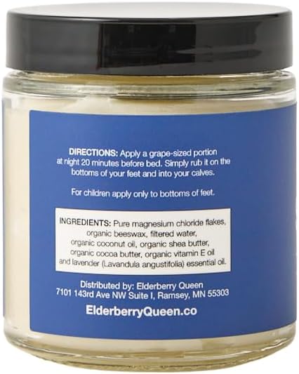 Elderberry Queen Sweet Serenity Magnesium Balm for Sleep 4 oz Kid Safe (Lavender)