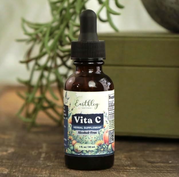 Earthley Wellness Vita-C A Natural Source of Vitamin C Whole Food Form of Vitamin C Extracted from Amla Berries Orange Peel and Dandelion Leaf (2oz)
