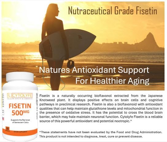 Fisetin 500mg 98% Pure Fisetin 500mg Therapeutic Dose 30 Capsules Senolytic Activator Anti-Aging Longevity