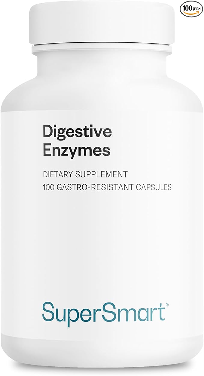 Supersmart - Digestive Enzymes (High Potency) - 15-in-1 Multi Enzymes Supplement - with Lipase Bromelain Amylase Lactase Protease Invertase | Non-GMO &amp Gluten Free - 100 Delayed Release Capsu