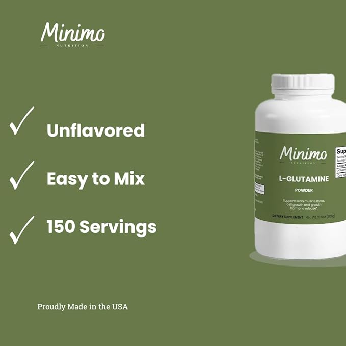 L-Glutamine Powder for Lean Muscle GI Health Immune Function Non GMO No Fillers Vegan 150 Servings 10.6 oz.