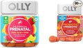 OLLY The Essential Prenatal Gummy Multivitamin 30 Day Supply (Gummies) Sweet Folic Acid &amp Probiotic + Prebiotic Gummy Digestive Support and Gut Health 500 Million CFUs Fiber