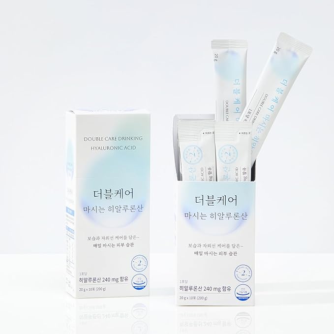 Aminotree Double Care Drinking Hyaluronic Acid – Hydrating Inner Beauty Drink with Silk Sericin Pomegranate &amp Hibiscus Extracts 240mg Hyaluronic Acid 10 Pouches