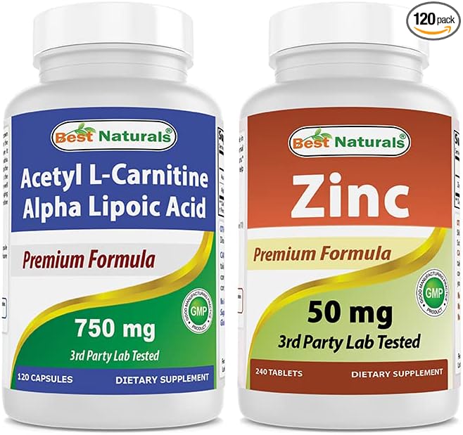 Best Naturals Acetyl L-Carnitine and Alpha Lipoic Acid 750 mg &amp Zinc Gluconate 50mg