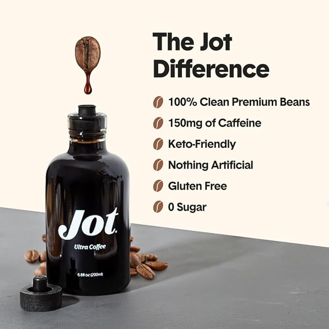 Jot Coffee Concentrate (Cinnamon Dolce) High Caffeine Cold Brew Coffee Concentrate Liquid for Iced Coffees Instant Espresso Hot or Cold Instant Coffees - Makes 14 Cups 150mg Caffeine/Tbsp No Sugar