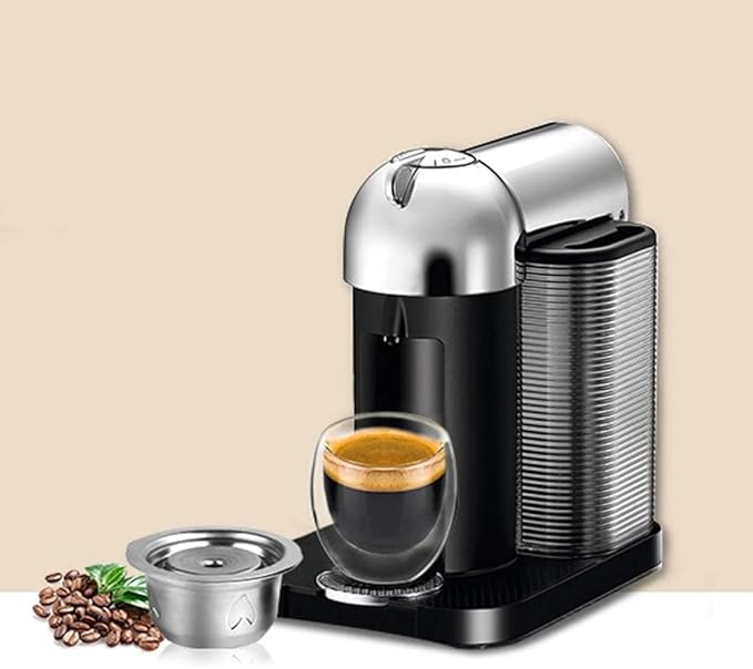 Stainless Steel Metal Coffee Capsule Compatible with Nespresso Vertuoline Pod Holderfit for Vertuolline GCA1 ENV135 (BIG CUP 8OZ with Tamper)