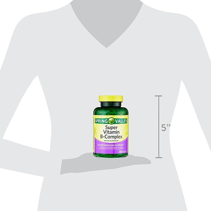 Spring Valley Super Vitamin B Complex Calcium Carbonate Ascorbic Acid 250 Tablets - Set by Basket Goods