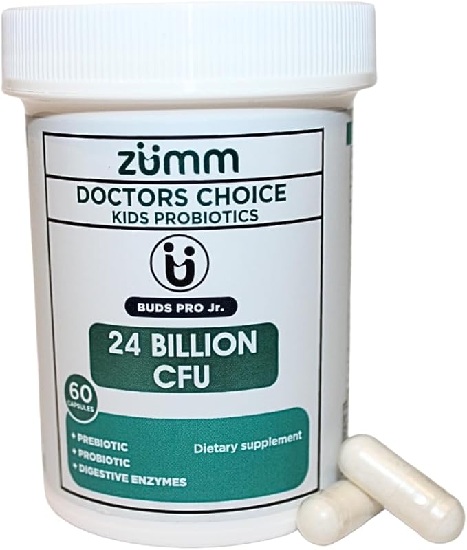 Doctors Choice Probiotic for Kids 24 Billion CFU – 7 Strains Prebiotics &amp Digestive Enzymes – DRcaps Acid-Resistant Capsules Gut Support – Vegan Non-GMO Guten Free – 60 Capsules