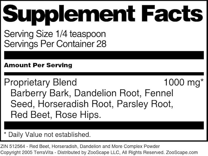 Terravita Liver Complex Powder - Red Beet Horseradish Dandelion and More (1 oz ZIN: 512564) - 3 Pack