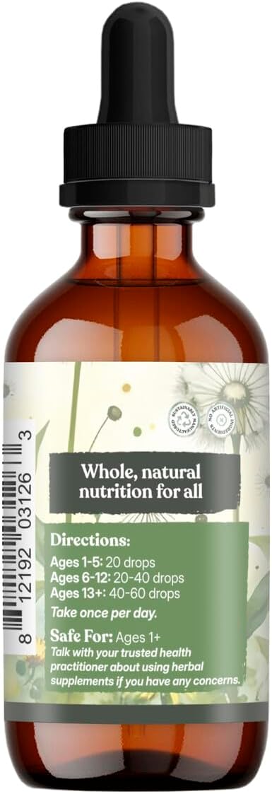 Earthley Wellness Nourish Me Naturally Liquid Herbal Multivitamin for Whole Family Wellness Bioavailable Plant-Based Nutrition Herbs Like Nettle and Alfalfa Leaf Trace Minerals Alcohol-Free (4oz)