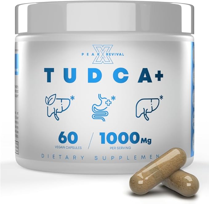 TUDCA+ 1000mg Bile Salt Supplement for Liver Support Detoxification Digestive Health and Skin Health - Made in the USA (60 Vegan Capsules)