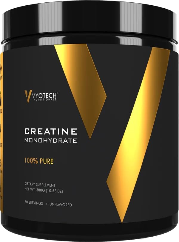 Vyotech Pure Creatine Monohydrate Powder | Aids in Muscle Strength Performance &amp Recovery | 5g Per Serving | Unflavored | 60 Servings | Gluten-Free Dairy-Free Soy-Free No Sugar or Wheat | Made in