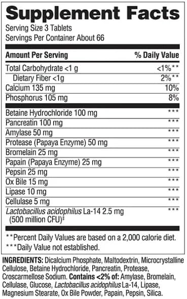 Spring Valley Probiotic Multi-Enzyme Digestive Formula Tablets 200 ct + Daily Supplement Tracker Sticker