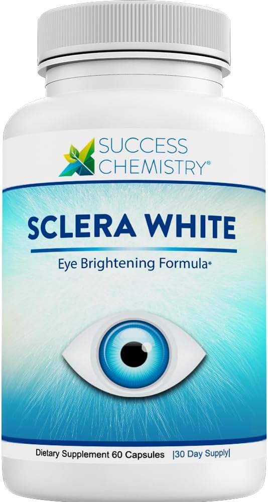 Sclera White Eye Brightening Formula by Success Chemistry - for Beautiful Bright Eyes. Reduce Eye Strain &amp Fatigue. Non-GMO 60 Veggie CAPS