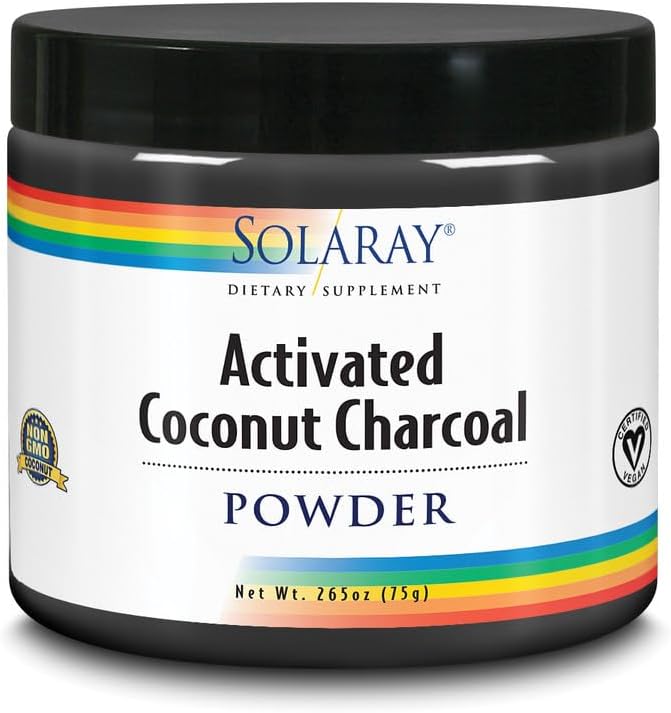 SOLARAY Activated Coconut Charcoal Powder 500 mg | Healthy Inner Cleansing &amp Digestive Tract Support | 300 Servings