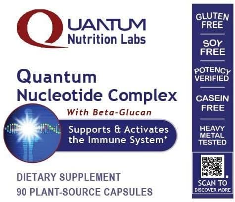 Quantum Nutrition Labs Quantum Nucleotide Complex - Beta Glucan Immune Support Supplement with Yeast Nucleotides &amp Reishi 400 mg 13 Beta-Glucan Per Serving - 90 Vegetarian Capsules