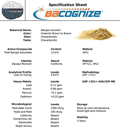 BaCognize Bacopa Monnieri Capsules | 300mg | 240 Count | Ayurvedic Herb | Nootropic Brain Booster | Supports Stress Management | Improves Memory Cognition + Mood