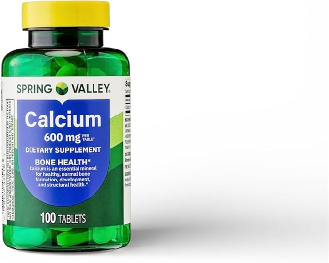 Spring Valley Calcium Bone Health Dietary Supplement Tablets 600 mg 100 Count (Pack of 2)