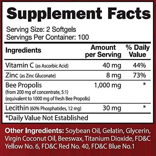 Super Bee Propolis Complex with Vitamin C Zinc &amp Lecithin (200 Capsules)