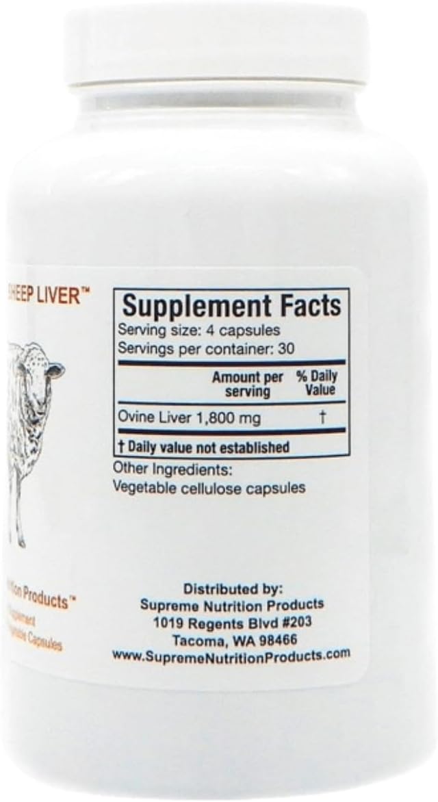 Supreme Nutrition Grass Fed Sheep Liver 120 Pure Ovine Liver Capsules