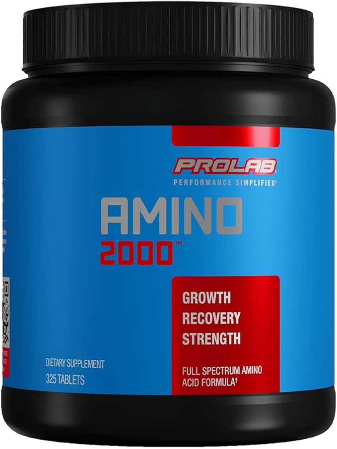 Prolab Amino 2000 Essential Amino Acids Supplement Full-Spectrum EAA Formula for Muscle Recovery Lean Muscle Growth &amp Performance Support (325 Tablets)