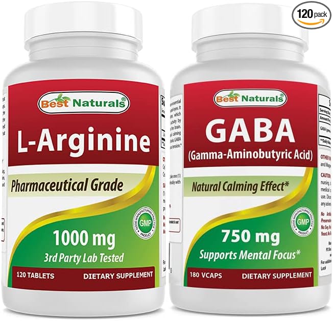 Best Naturals L-Arginine 1000 mg &amp GABA Supplement 750mg