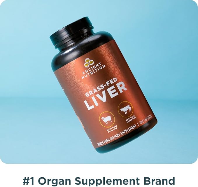 Ancient Nutrition Organ Supplements Once Daily Grass-Fed and Wild Organ Complex Capsules Beef &amp Lamb Liver Supports Healthy Blood Gut and Liver 30 Ct