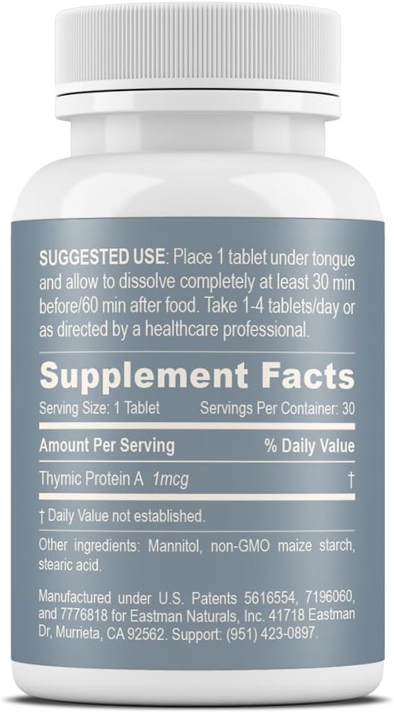Thymic Protein A Tablets (1 McG TPA) – Immune System Support Supplement – All Natural Non-GMO Fast-Dissolve Sublingual Tablets – 30 Tablets