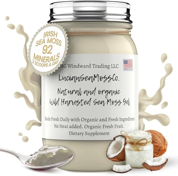 Pina Colada Sea Moss Gel Organic Fresh Fruit Infused Wild Harvested Irish Sea Moss Gel | Immune and Digestive Support | Vitamin Mineral Antioxidant Supplements | (16 oz. Pina Colada)