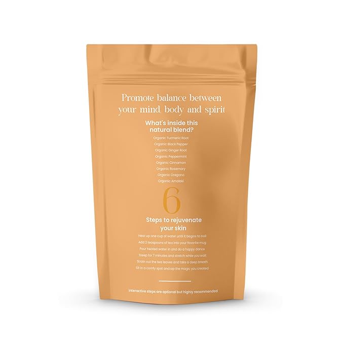 AMESE OMG Glowing Tea – Organic Herbal Beauty Tea with Turmeric Ginger Amalaki &amp Cinnamon – Supports Healthy Skin Hair &amp Nails – Ayurvedic Radiance &amp Collagen Pathway Support – Loose Le