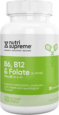 Nutri Supreme Folate with B6 and B12 Helps Maintain Normal Homocysteine Levels and Cardiovascular Health 60 Count Kosher Certified