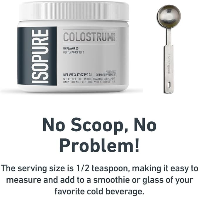 Bundle of Isopure Bovine Colostrum Supplement Powder Gently Processed 90 Servings + Isopure Unflavored Creatine Monohydrate Powder 5g Creatine Monohydrate per Scoop 100 Servings 500g