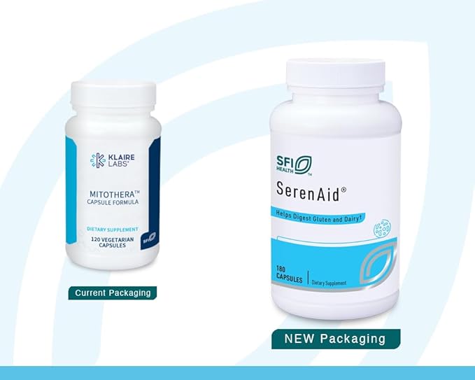 Klaire Labs SerenAid - Vegetarian Multi Digestive Enzymes Supplement with DPP-IV Activity &amp Lactase - Enzyme Blend to Support Gluten &amp Dairy Breakdown - Promotes Digestion (180 Capsules)