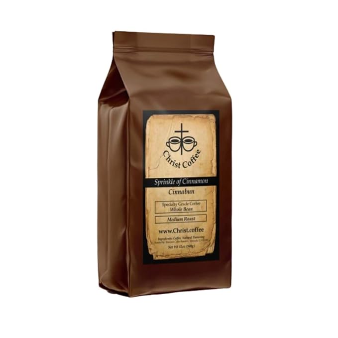 Christ Coffee Sprinkle of Cinnamon Whole Bean | Smooth and Creamy Flavor Perfect for Daily Brew | Freshly Roasted Rich Aroma Cinnabun 12 oz Bag