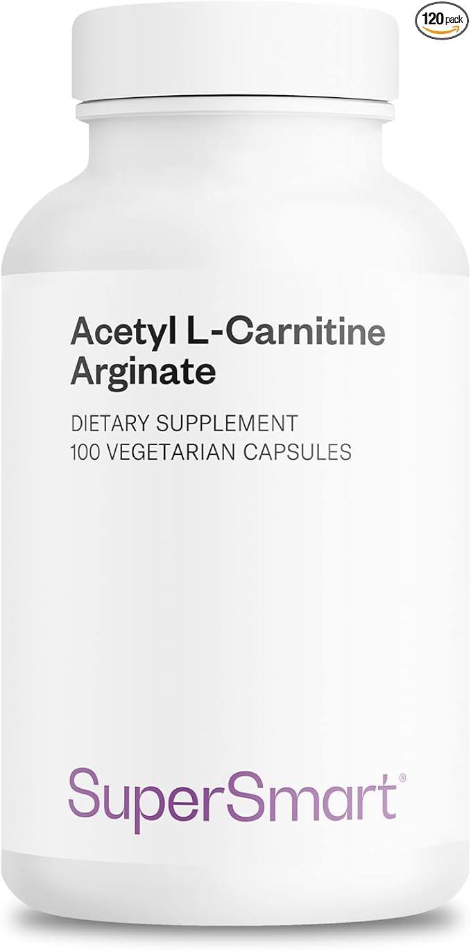 Supersmart - Acetyl L Carnitine Arginate 1000 mg Per Day - Amino Acids - Popular Brain Supplement | Non-GMO &amp Gluten Free - 120 Vegetarian Capsules