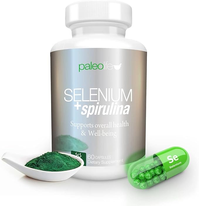 Boost Concentration Memory and Energy with Premium Selenium + Spirulina - Premium Antioxidant Supplement for Brain Function - 60 Day Supply (60 Capsules) - (1-Pack)