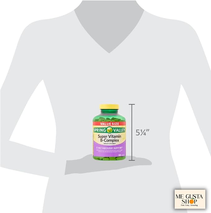 Super Vitamin B-Complex Tablets 500 Count Spring Valley + me Gusta Sticker