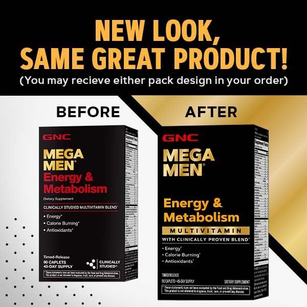 GNC Mega Men Energy &amp Metabolism Multivitamin | Increased Calorie Burning | 90 Count