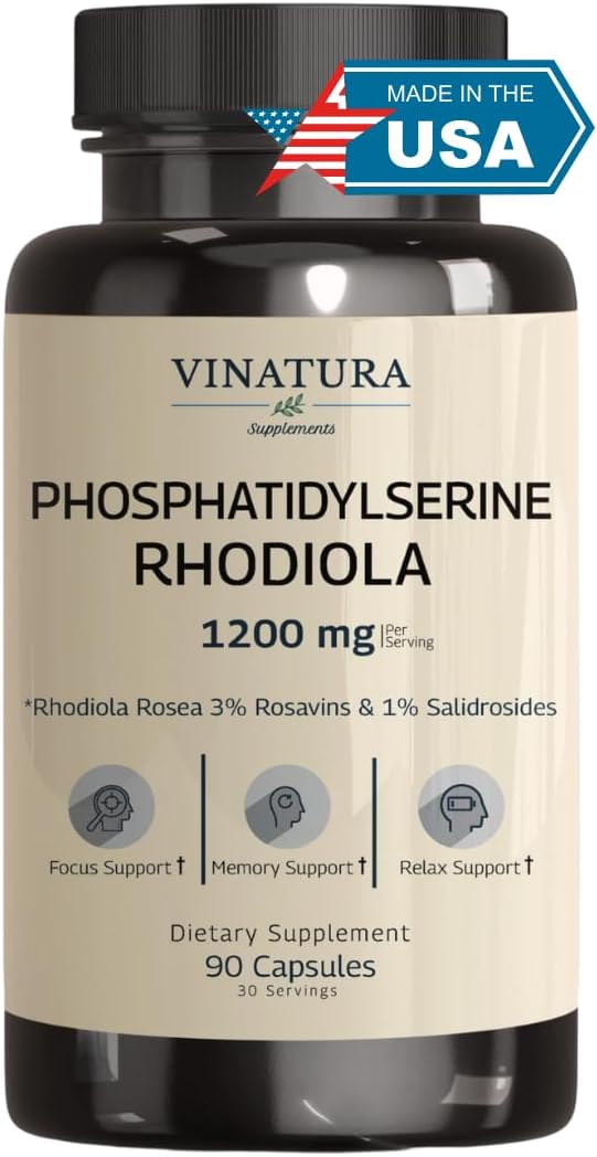 VINATURA PhosphatidylSerine 1200mg - with Rhodiola Rosea 90 Capsules 30 Servings