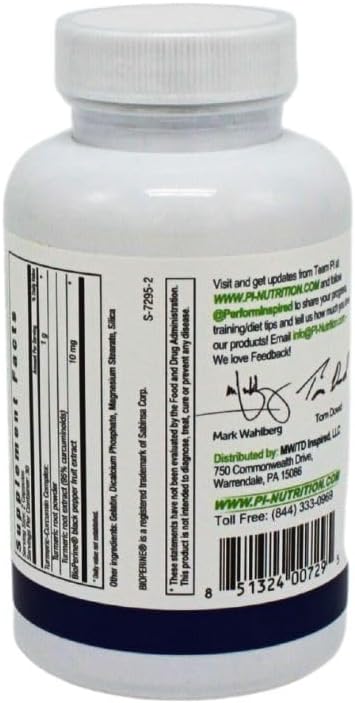 Performance Inspired Nutrition Turmeric Curcumin Capsules – Joint Support &amp Antioxidant – Enhanced Absorption – 60 Count