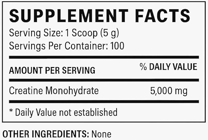 | Micronized Creatine Monohydrate Powder 5g | Boost Strength Recovery &amp Brain Function | Pure &amp Unflavored | 100 Servings