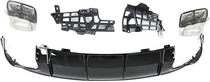Compatible for CLA Class W117 CLA260 CLA45 AMG 2013-2018 PP Rear Bumper Lip Diffuser Spoiler with Exhaust Rear Lip Skid Plate(2016-2018 Black)
