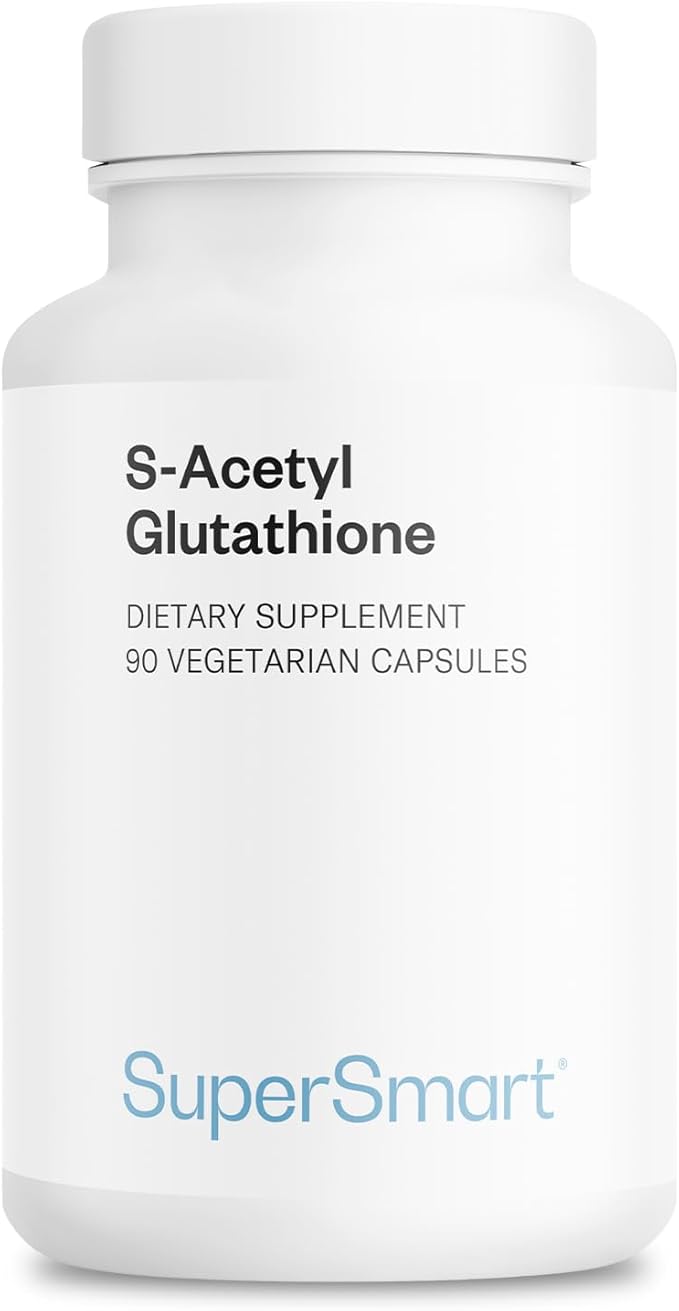 Supersmart S-Acetyl Glutathione 300mg per Day (High Absorption) - Stable Form of L-Glutathione Tripeptide - GSH Supplement | Non-GMO &amp Gluten Free - 90 Vegetarian Capsules