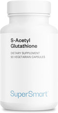 Supersmart S-Acetyl Glutathione 300mg per Day (High Absorption) - Stable Form of L-Glutathione Tripeptide - GSH Supplement | Non-GMO &amp Gluten Free - 90 Vegetarian Capsules
