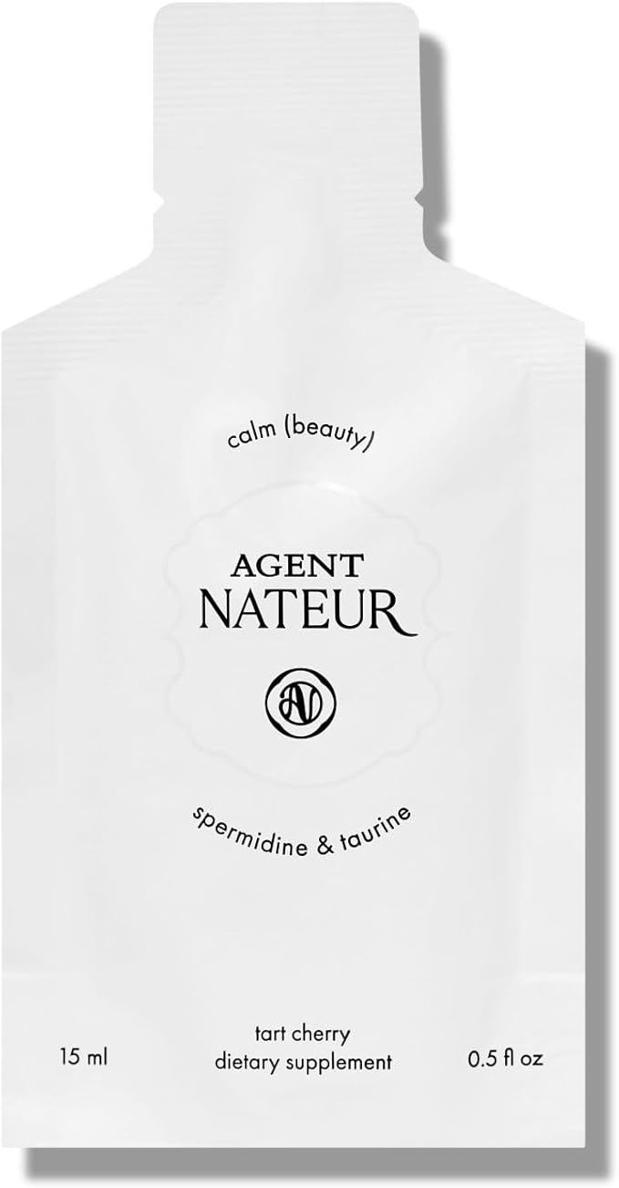 Agent Nateur - Calm (Beauty) Spermidine + Taurine Daily Supplement | Non-Drowsy Melatonin-Free Liquid Formula | GABA L-Theanine Magnesium Citrate | Clean Ingredients Made in USA (24x15ml sachets)